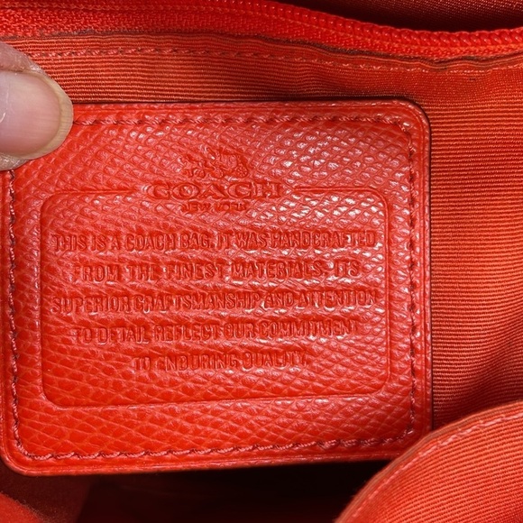 COACH Purse Shoulder Bag Crossbody Brown Red Coated Canvas Monogram Signature - Picture 12 of 13